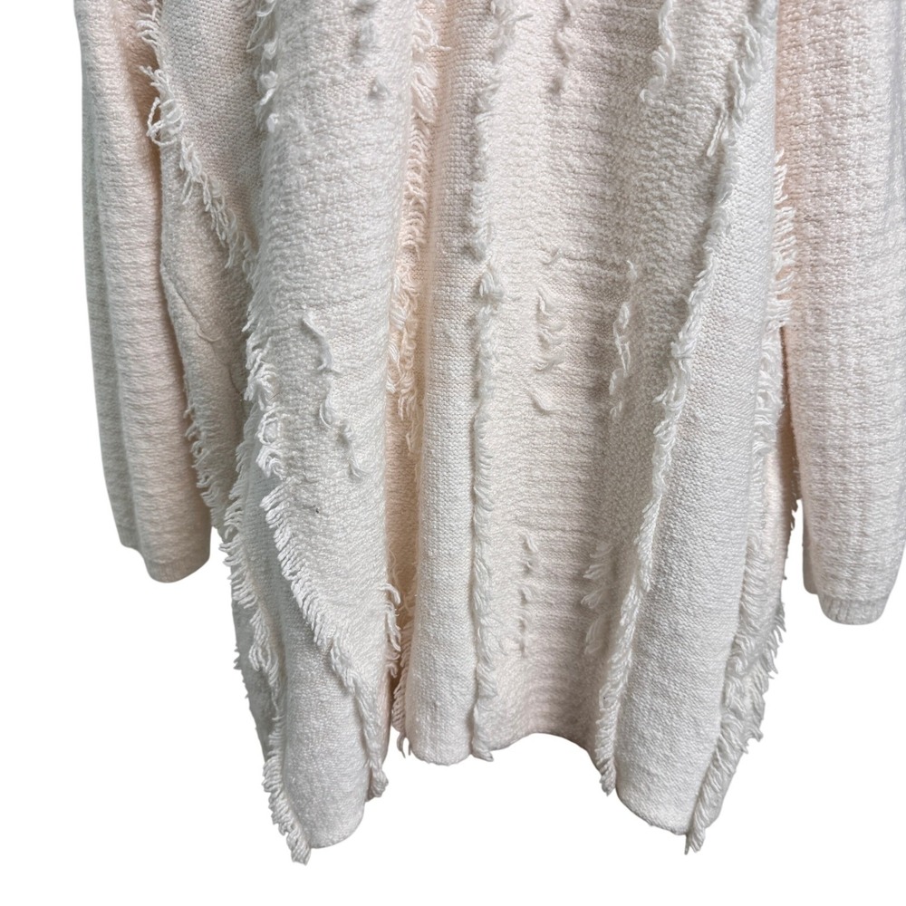 Pure Jill Knit Cardigan Womens L Cream Chunky Fringe Southwestern Western Boho - Picture 7 of 13